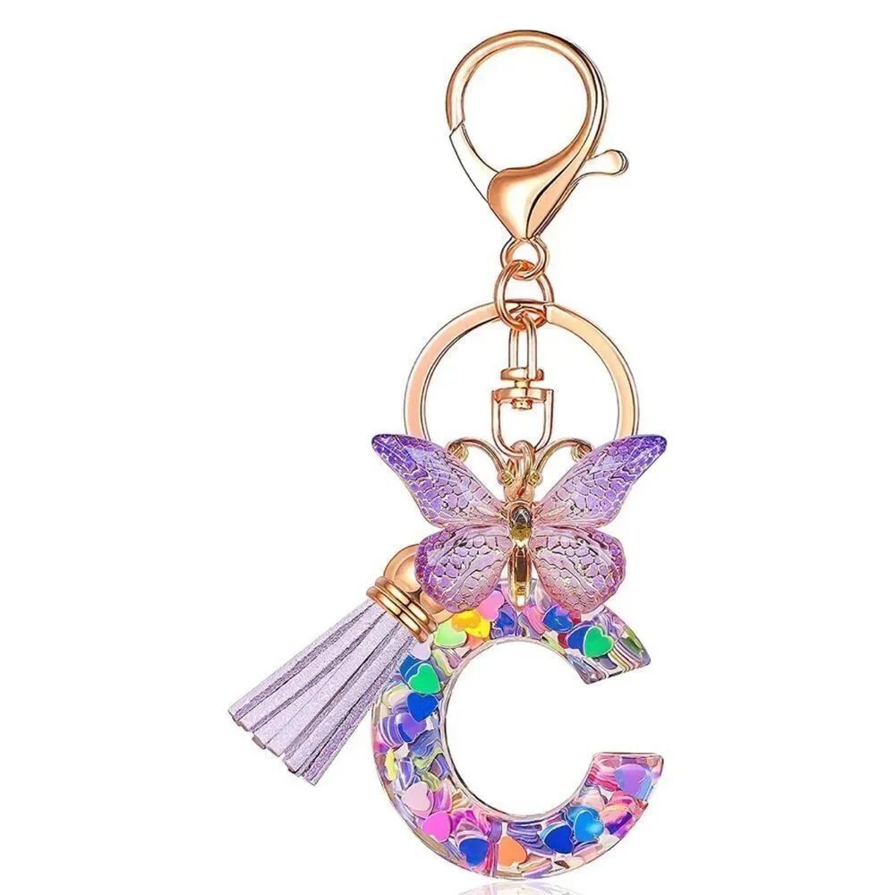 Initials Heart Tassel Keychain  - Picture 2 of 5